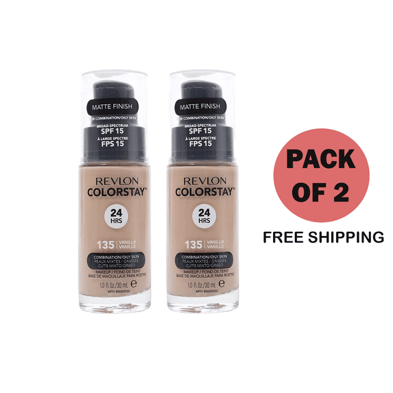 Revlon ColorStay Liquid Foundation for Combination/Oily Skin SPF 15 (PACK OF 2) COLOR 135