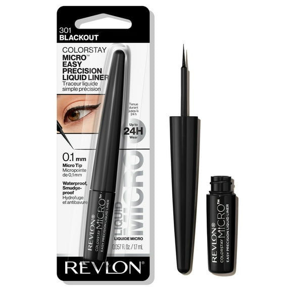 Revlon ColorStay Micro Easy Precision Liquid Eyeliner, 24hr Coverage, 301 Blackout, 0.057 fl oz