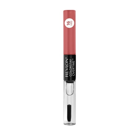 Revlon ColorStay Overtime Lipcolor, Dual Ended Longwearing Liquid Lipstick with Clear Lip Gloss, with Vitamin E, 530 24/7 Pink, 0.07 fl oz