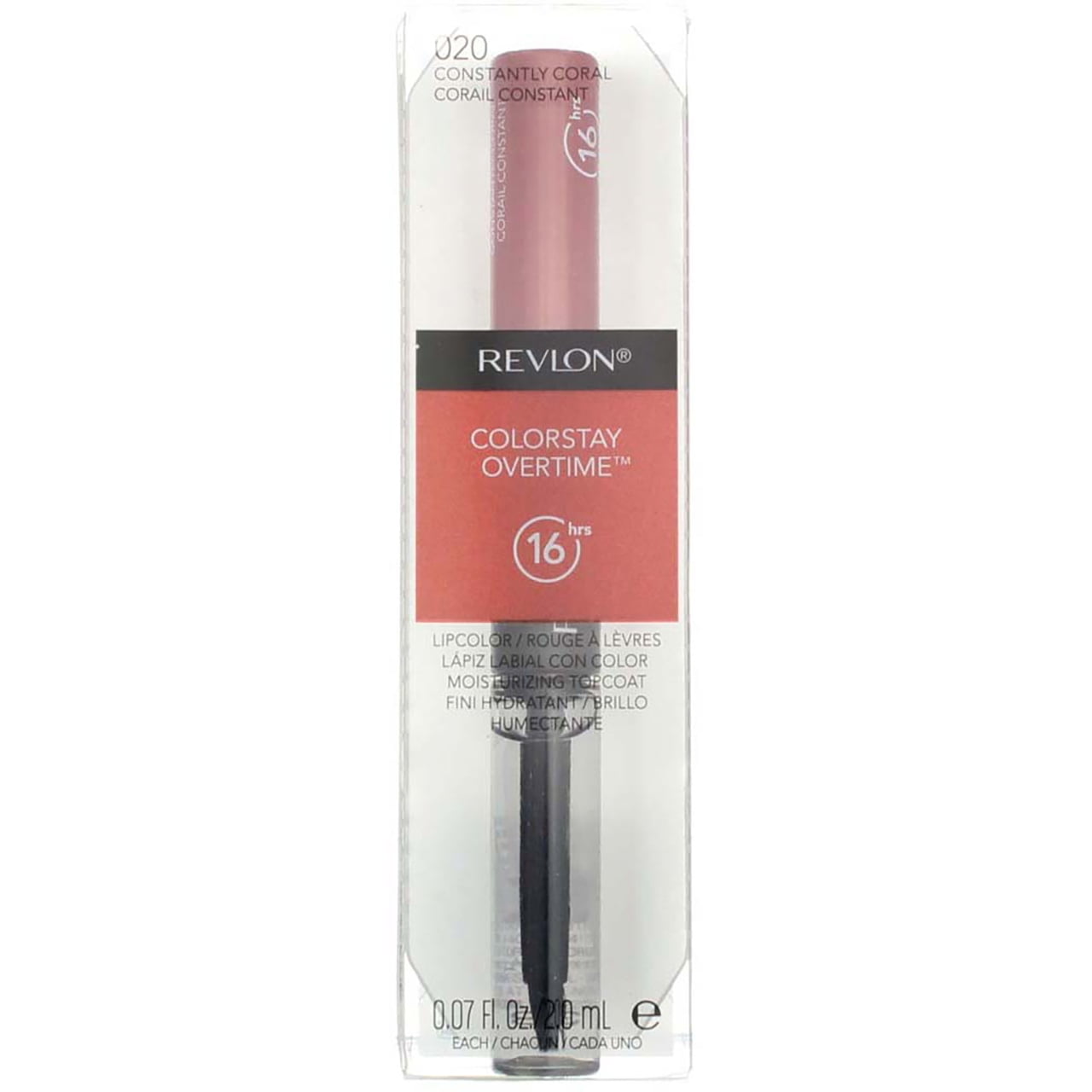 Revlon ColorStay Overtime Liquid Lip Color, Constantly Coral [020] 0.07 oz (Pack of 6)