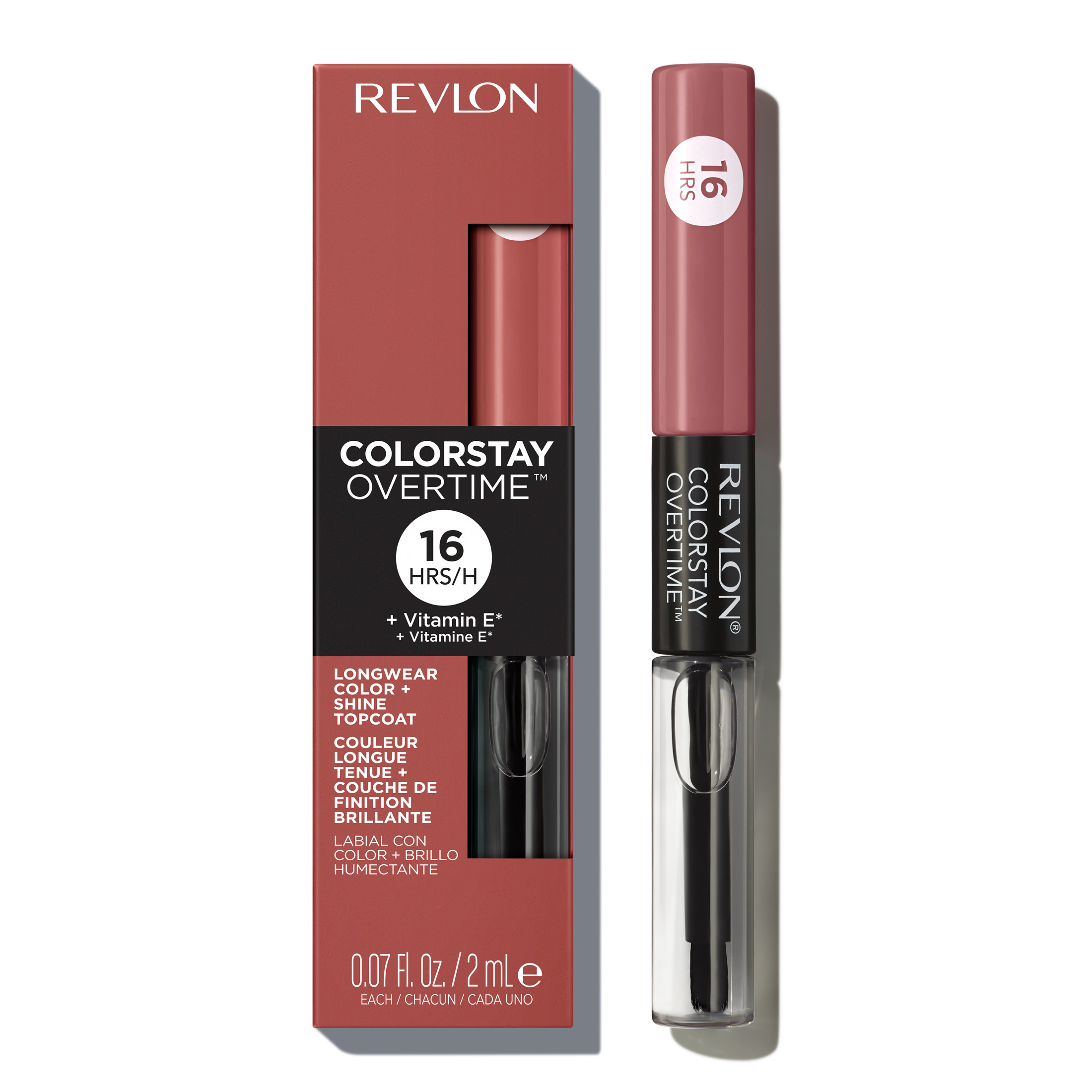 Revlon ColorStay Overtime Longwearing Gloss Lipstick with Vitamin E, 350 Bare Maximum, 0.07 fl oz - image 1 of 8