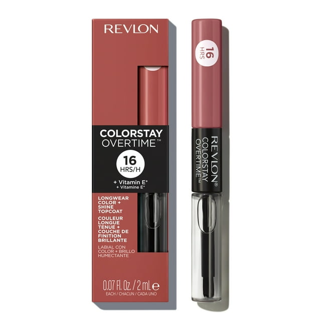 Revlon ColorStay Overtime Longwearing Gloss Lipstick with Vitamin E, 350 Bare Maximum, 0.07 fl oz