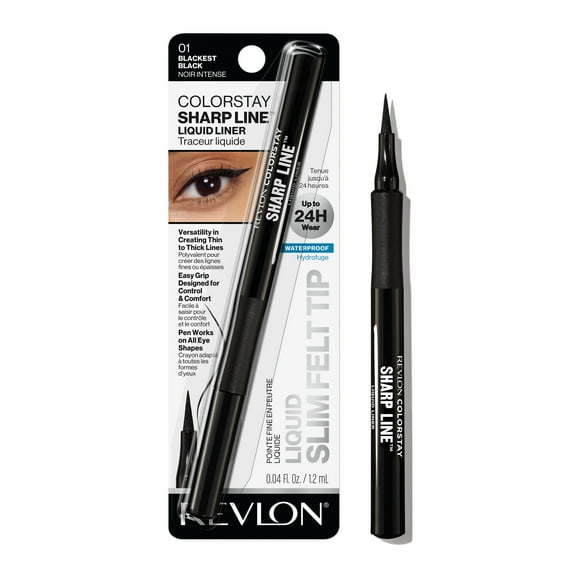 Revlon ColorStay Sharp Line Waterproof Liquid Eyeliner, Blackest Black, 0.04 fl oz