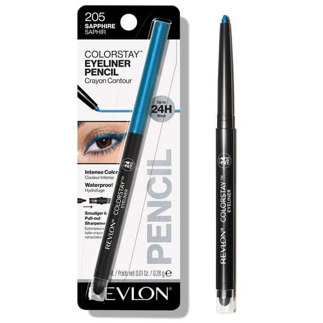 Revlon ColorStay Waterproof Eyeliner Pencil, 24HR Wear, Built-in Sharpener, 205 Sapphire, 0.01 oz