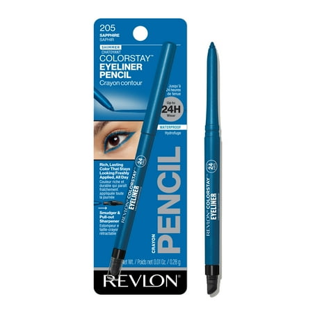Revlon ColorStay Waterproof Eyeliner Pencil, Built-In Sharpener, 205 Sapphire, 0.01 oz