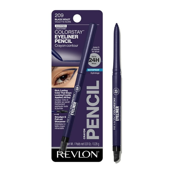 Revlon ColorStay Waterproof Eyeliner Pencil, Built-In Sharpener, 209 Black Violet, 0.01 oz