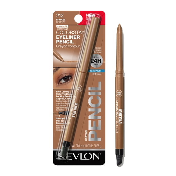 Revlon ColorStay Waterproof Eyeliner Pencil, Built-In Sharpener, 212 Bronze, 0.01 oz