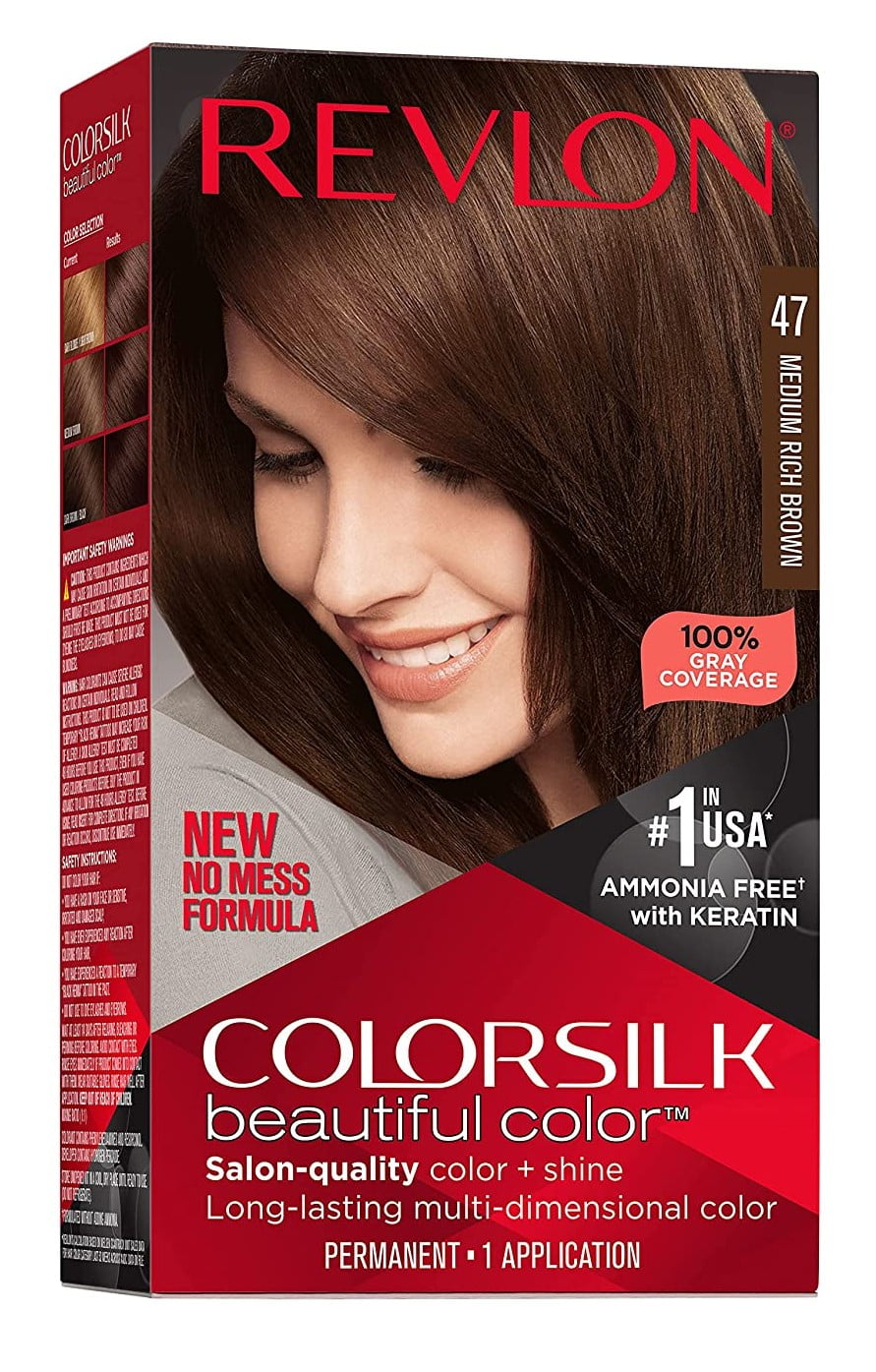 Revlon ColorSilk Beautiful Color Permanent Hair Color 3 Pack, 047 Medium Rich Brown 3 Pack