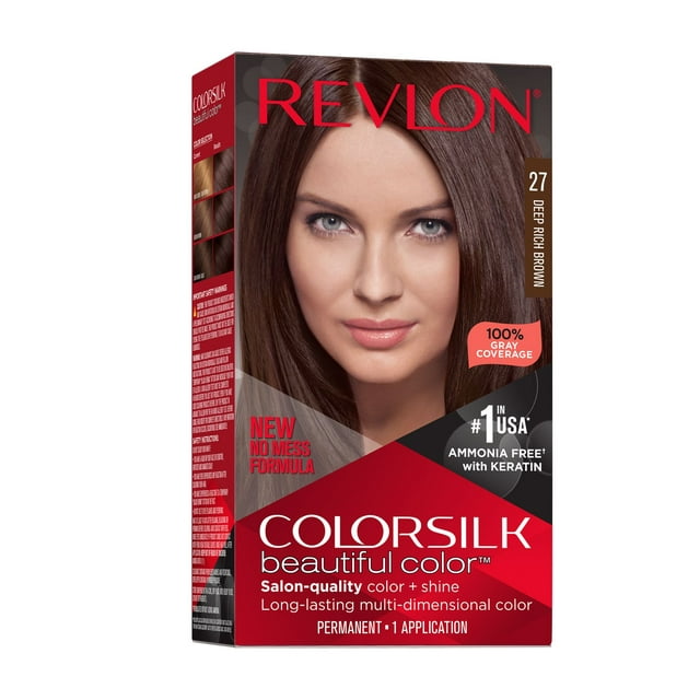 Revlon Colorsilk Beautiful Color Long Lasting Permanent Hair Color, 027 Deep Rich Brown