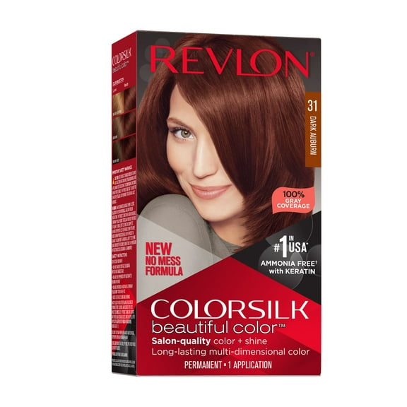 Revlon Colorsilk Beautiful Color Long Lasting Permanent Hair Color, 031 Dark Auburn