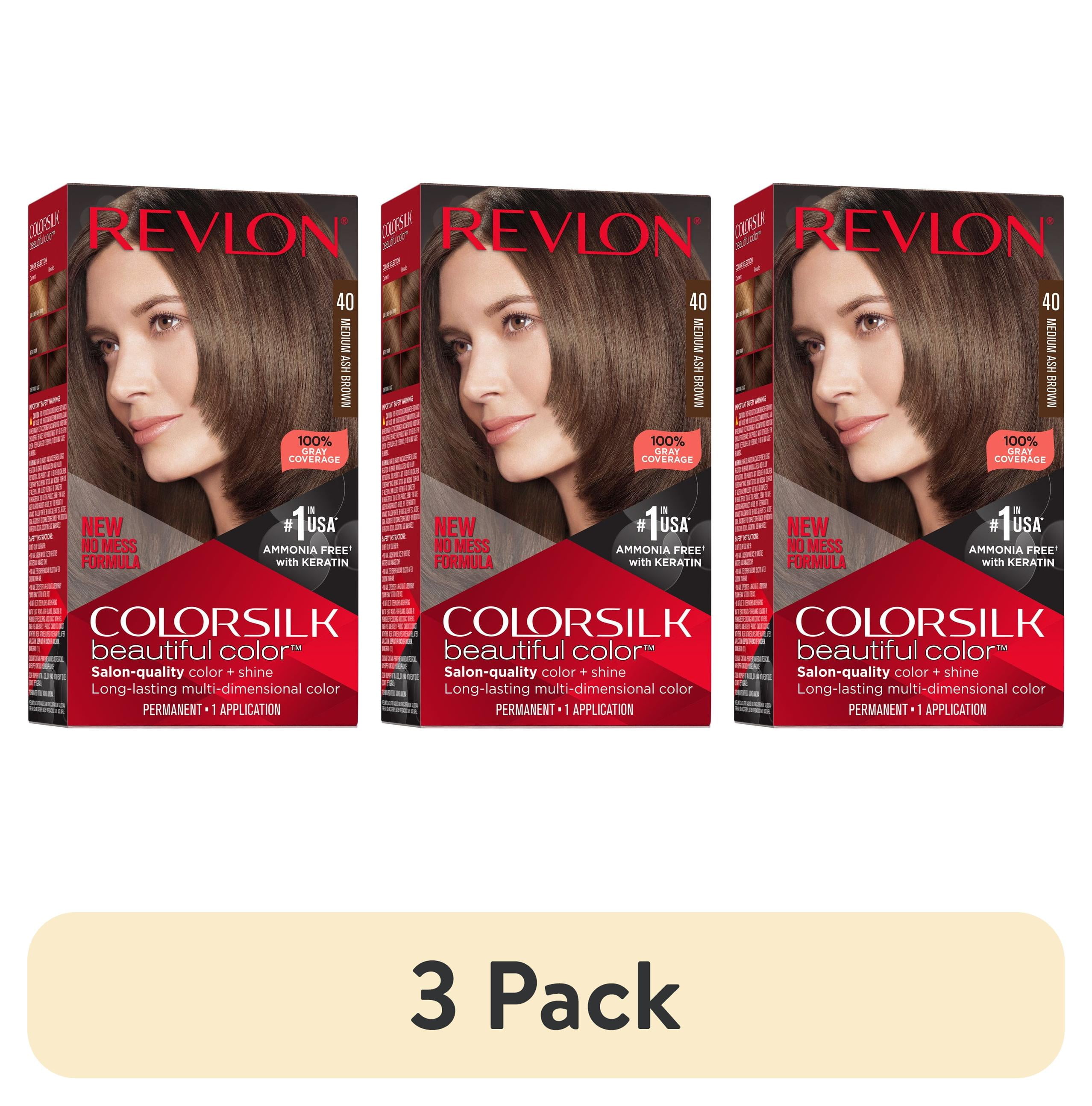 (3 pack) Revlon ColorSilk Permanent Hair Color, Bond Repair Complex, 40 Medium Ash Brown, 1 pack  (图1) (3 pack) Revlon ColorSilk Permanent Hair Color, Bond Repair Complex, 40 Medium Ash Brown, 1 pack  (图1)