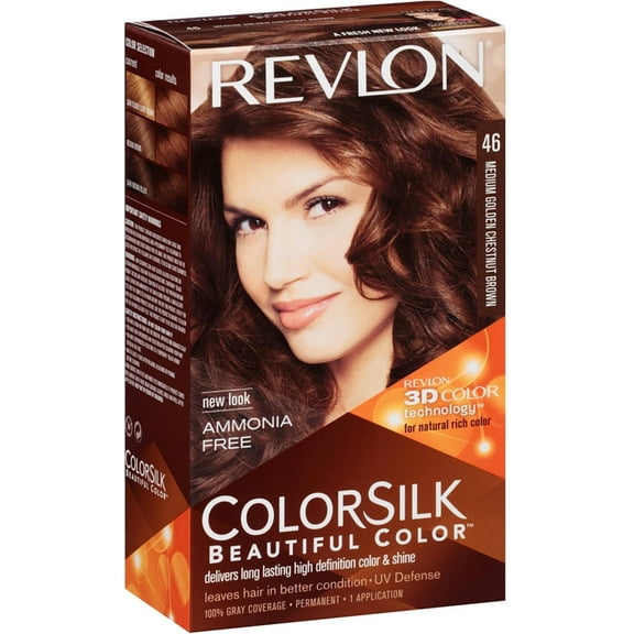 Revlon Colorsilk Beautiful Color, Medium Golden Chestnut Brown [46] 1 ea (Pack of 4)