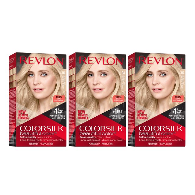 Revlon Colorsilk Beautiful Color Permanent Hair Color 3 Pack, 004 Ultra ...