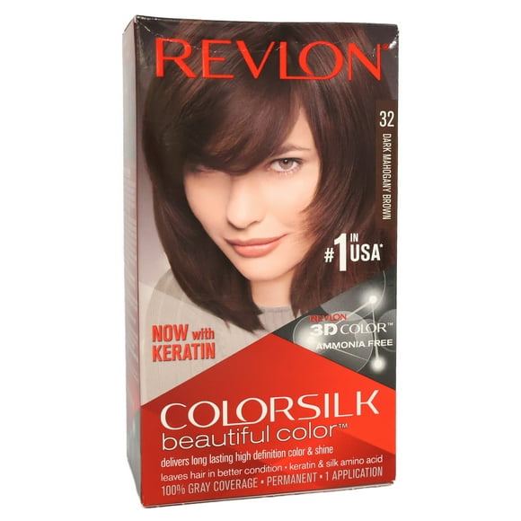 Revlon Colorsilk Beautiful Color Permanent Hair Color 32 Dark Mahogany Brown, Pack of 2