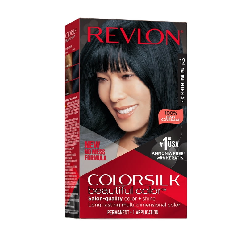 Revlon Colorsilk Beautiful Color Permanent Hair Color, Long-Lasting  High-Definition Color, Shine & Silky Softness With 100% Gray Coverage,  Ammonia Free, 012 Natural Blue Black, 1 Pack - Walmart.Com