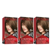 Revlon Colorsilk Beautiful Color Permanent Hair Dye, Dark Brown, At-Home Full Coverage Application Kit, 41 Medium Brown, 3 Pack