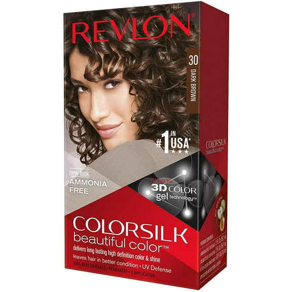 Revlon Colorsilk Beautiful Color w/ Keratin, 30 Dark Brown, 1ct, 2-Pack