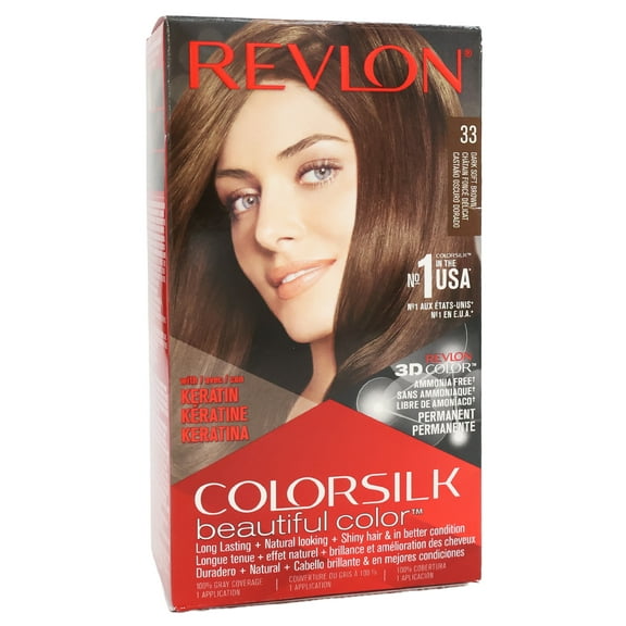 Revlon Colorsilk Beautiful Permanent Hair Color, 33 Dark Soft Brown, 12 Pack