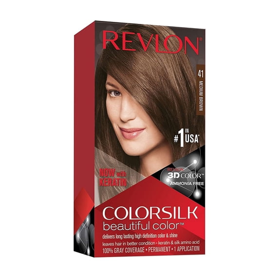 Revlon Colorsilk Beautiful Permanent Hair Color, 41 Medium Brown, 6 Pack