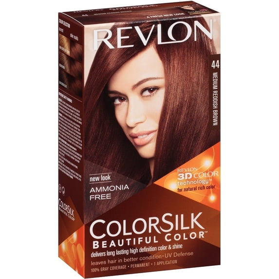 Revlon Colorsilk Beautiful Permanent Hair Color, 44 Medium Reddish Brown, 12 Pack