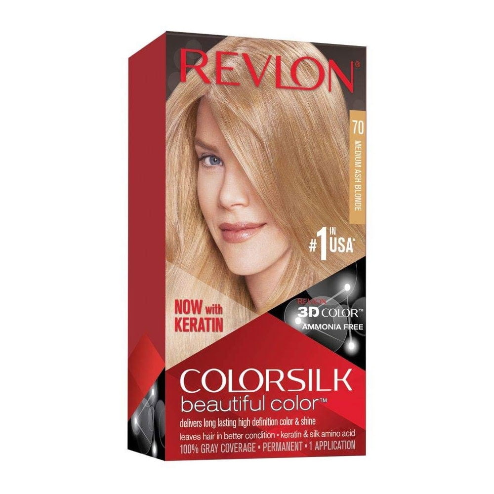Revlon Colorsilk Beautiful Permanent Hair Color, 70 Medium Ash Blonde, 3 Pack