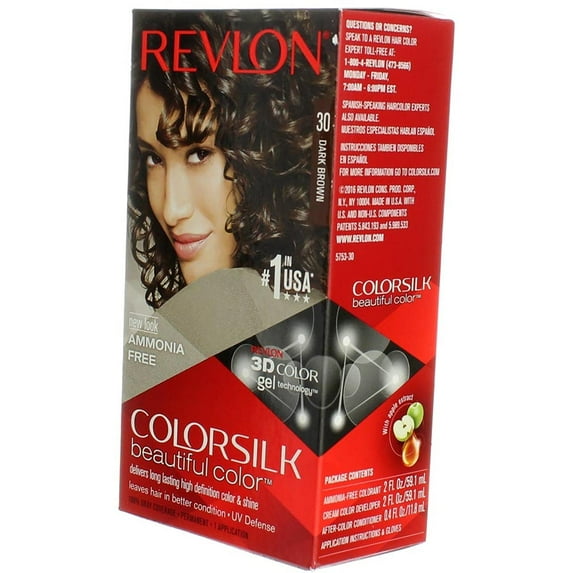 Revlon Colorsilk Beautiful Permanent Hair Color w/ Keratin, 30 Dark Brown, 6-Pack