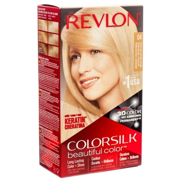 Revlon Colorsilk Beautiful Permanent Long Lasting Color Hair Dye with 3D Color and Keratin, 04 Ultra Light Natural Blonde, 2 PACK