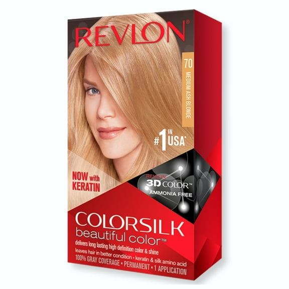 Revlon Colorsilk Luminista Hair Color, [70] Medium Ash Blonde, 1 Each, 4 Pack