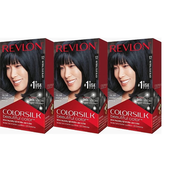 Revlon Colorsilk Beautiful Color Permanent Hair Dye, Dark Brown, At-Home Full Coverage Application Kit, 12 Natural Blue Black, 1 count
