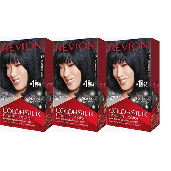 Revlon Colorsilk Beautiful Color Permanent Hair Dye, Dark Brown, at-Home Full Coverage Application Kit, 12 Natural Blue Black, 1 Count