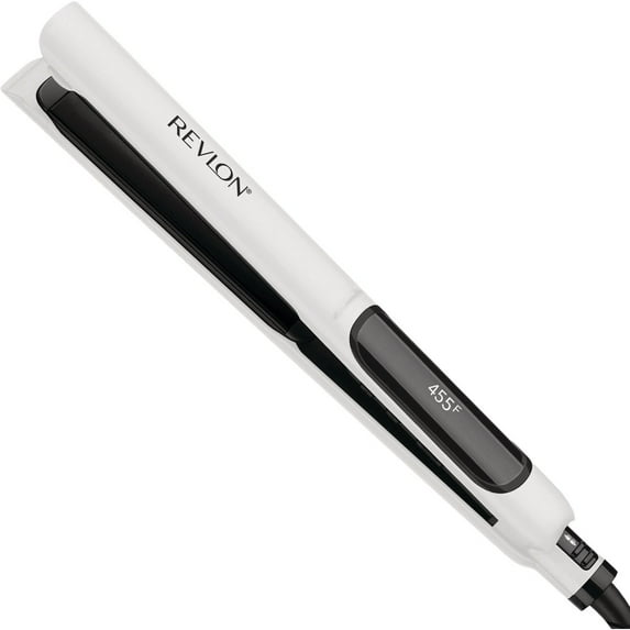 Revlon Crystal C + Ceramic 1" Digital Hair Flat Iron, White