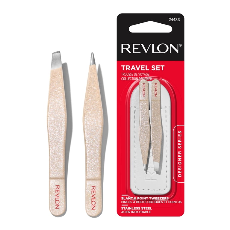 Revlon, Travel Set, Stainless Steel Tweezers, Slant and Point Tips