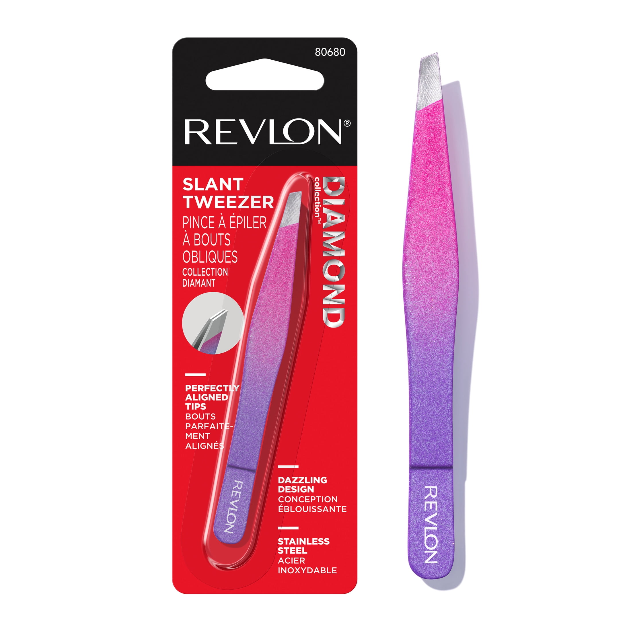 Revlon Diamond Slanted Tip Tweezers, HighPrecision Hair Rem
