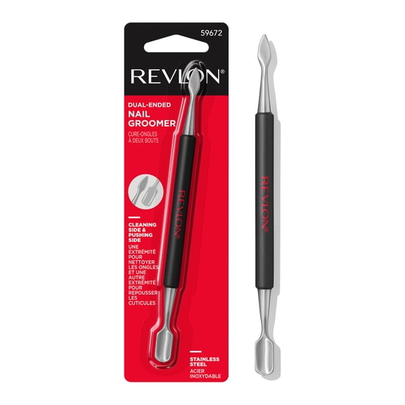 Revlon Expert Dual-Ended Nail Groomer, Stainless Steel Nail Care Tool Clean Under Nails and Lift Cuticles, 1 Count