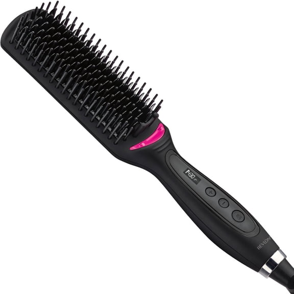 Revlon Extra Long 4-1/2" Ceramic Hair Straightening Brush with Ionic Technology, Black