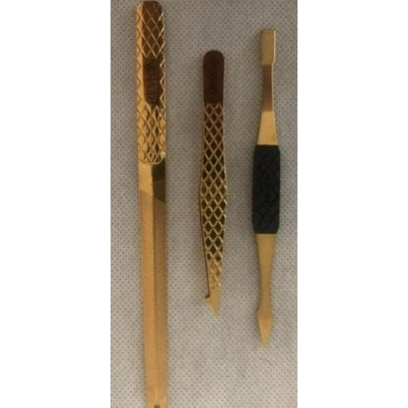 Revlon Gold Series Ingrown Away Set. File, Tweezers, Double Ended Toenail Tool