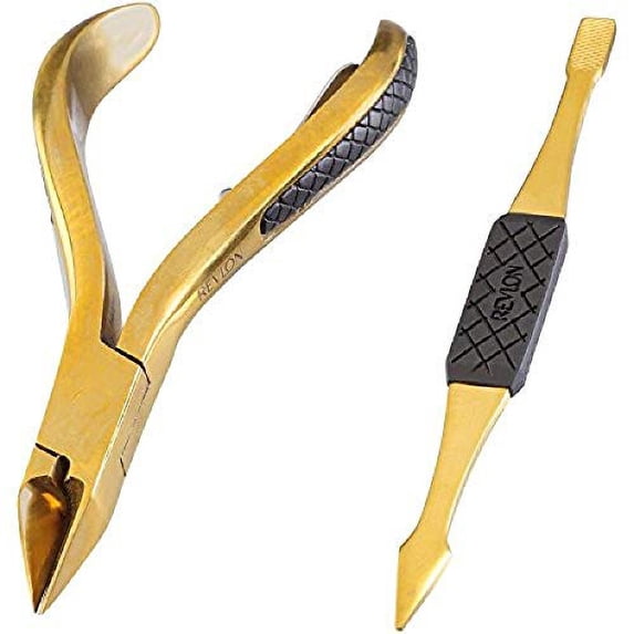 Revlon Gold Series Ingrown Away Set, includes Toenail Nipper and Dual Ended Toenail Tool, Titanium Coated for Maximum Durability C40
