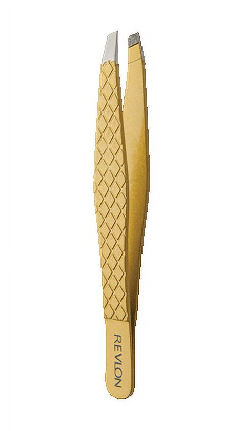Revlon Gold Series Slant Tip Tweezer, Tips Coated with Diamond Particles for Maximum Gripping Power