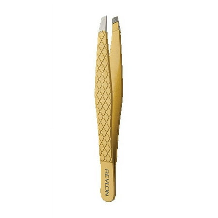 Revlon Gold Series Slant Tip Tweezer, Tips Coated with Diamond Particles for Maximum Gripping Power