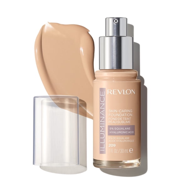 Revlon Illuminance Skin-Caring Liquid Foundation Makeup, Medium Coverage, 209 Buff Beige, 1 fl oz