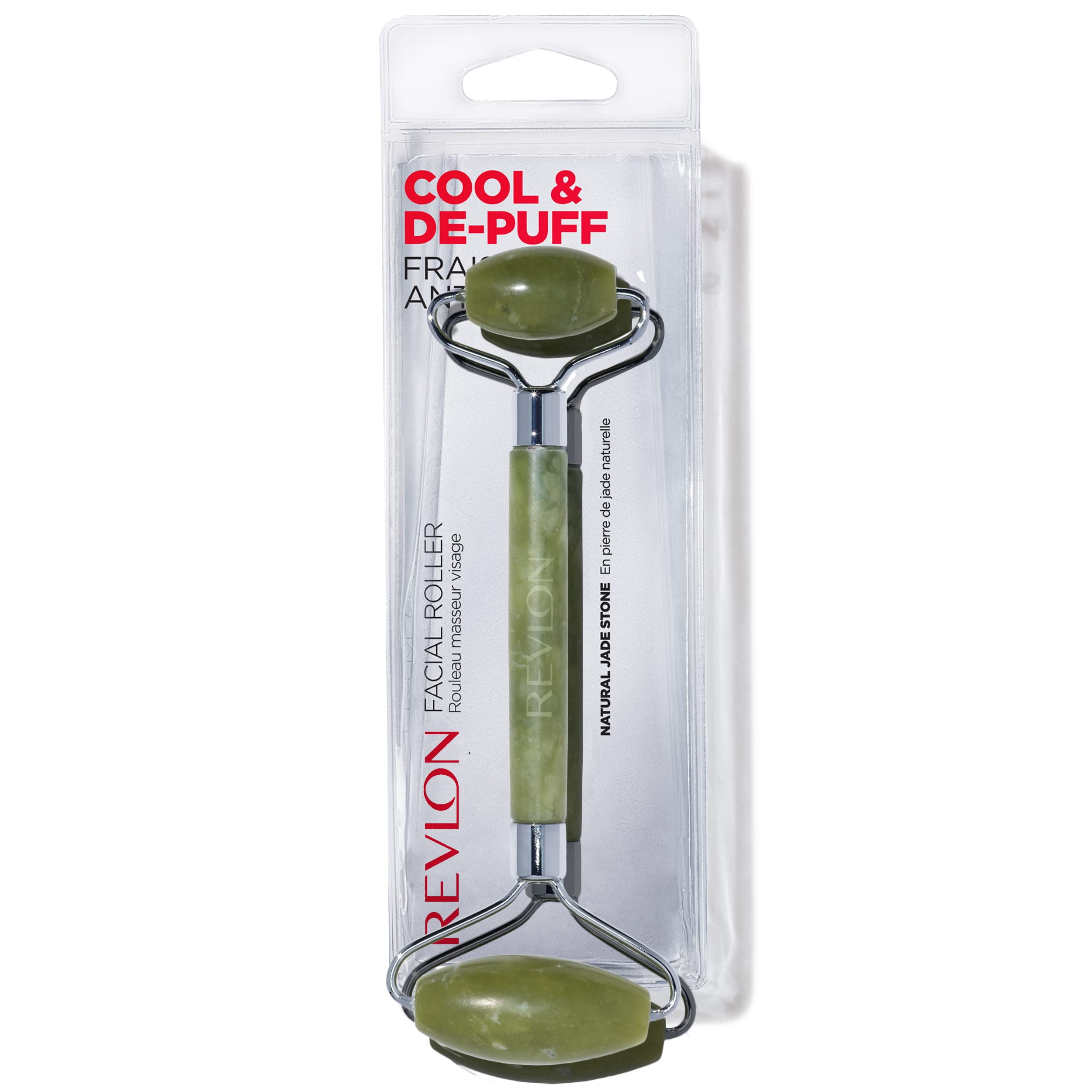 Revlon Jade Stone Face Roller, DualSided Face Massager to Cool and DePuff, Jade, 1 Count C3