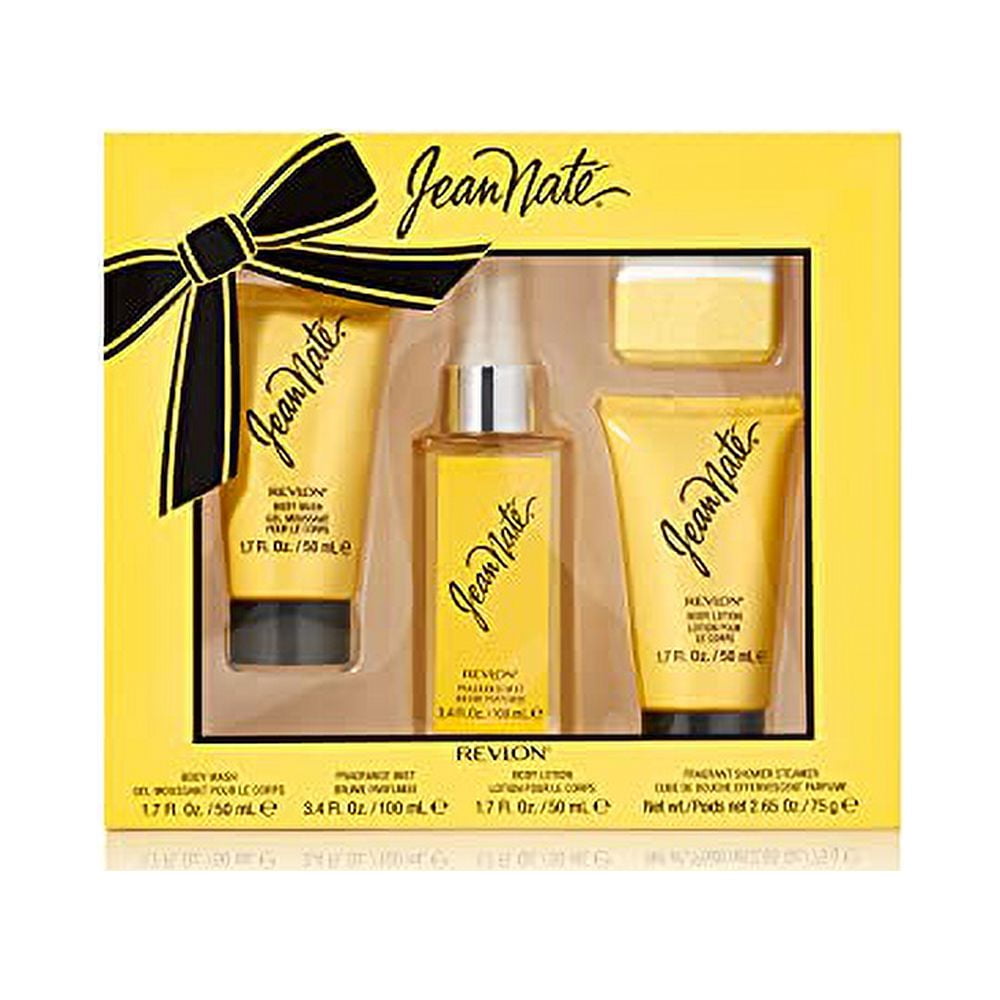 Revlon Jean Nate 4 Piece Bath and Body Fragrance Gift Set, 3.4 fl. Oz. Fragrance Mist