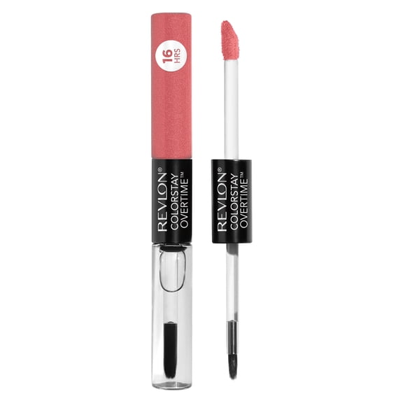 Revlon Liquid Lipstick with Clear Lip Gloss by Revlon, ColorStay Face Makeup, Overtime Lipcolor, Dual Ended with Vitamin E in Red/ Coral, 430 Perennial Peach, 0.07 fl oz