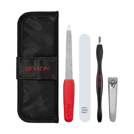 PR REV Manicure Essentials Kit with Travel Case, Nail Care Tools, Adult, 4 Pieces