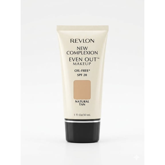 Revlon New Complexion Even Out Makeup Oil Free Foundation with SPF 20, Natural Tan, 1 Oz