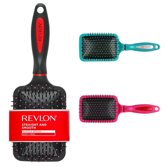 Revlon Paddle Hair Brush with Nylon Bristles, Color May Vary