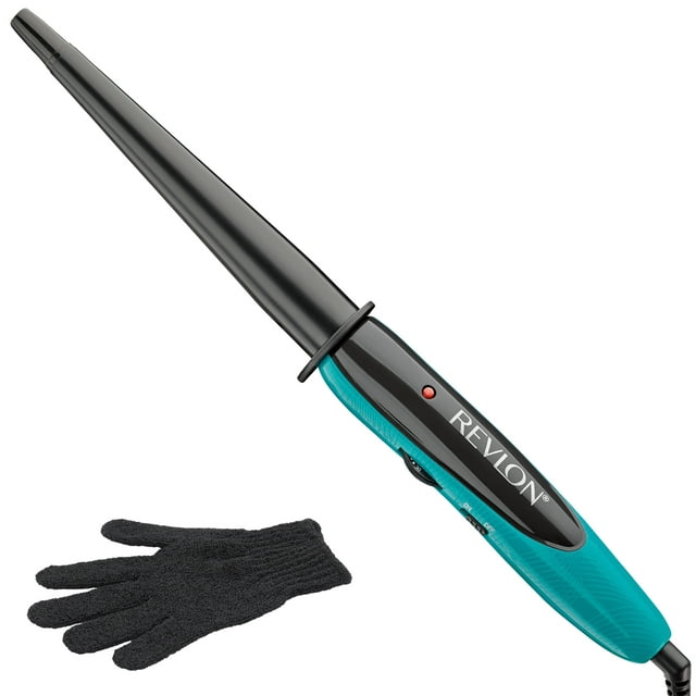 Revlon Perfect Heat Ceramic Tapered Curling Wand, Teal with Protective Glove