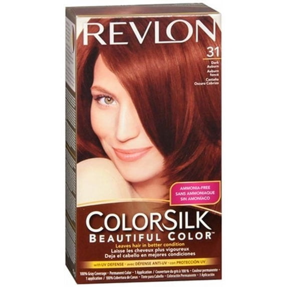 Revlon Permanent Hair Color Silk Ammonia Free, Dark Auburn, 1ct, 3-Pack