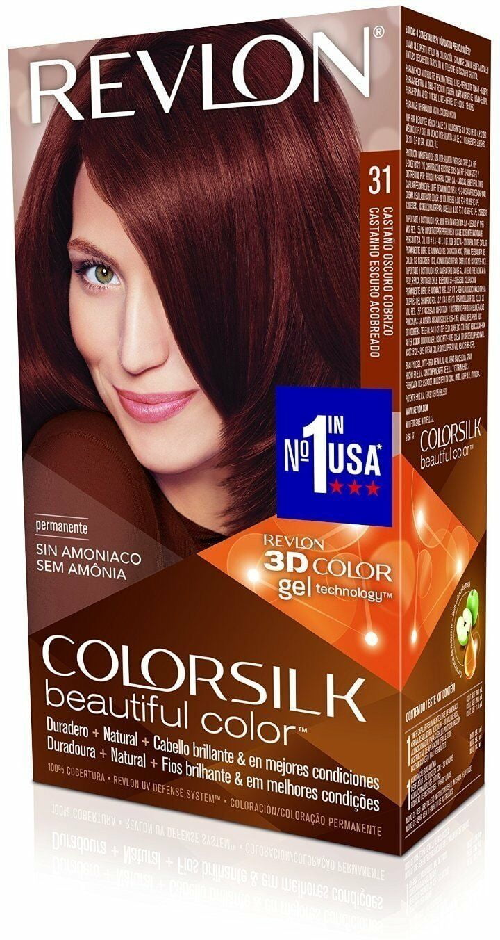 Revlon Permanent Hair Color Silk Ammonia Free, Dark Auburn, 1ct, 4-Pack