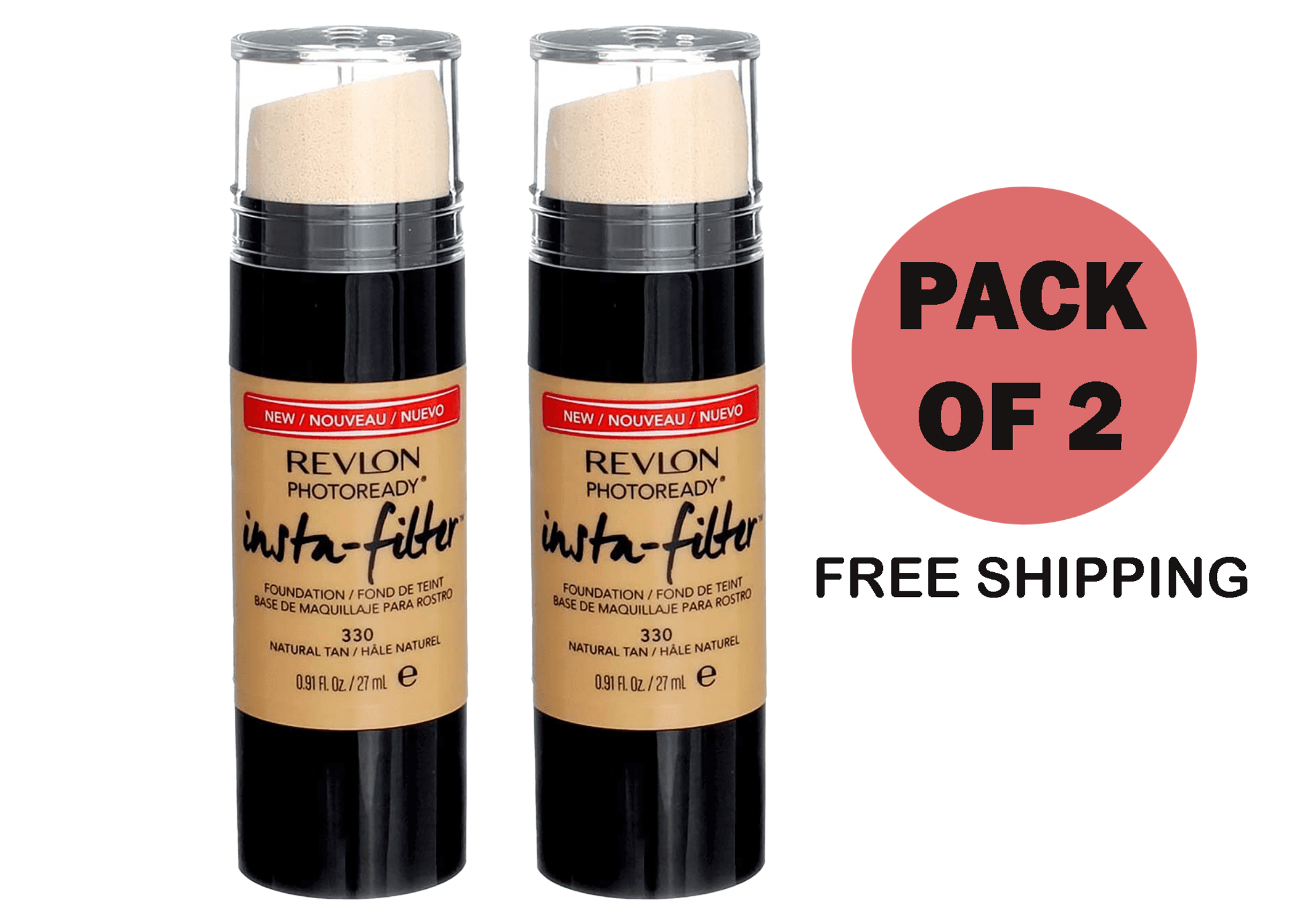 Revlon PhotoReady Insta-Filter Foundation, Natural Tan- 2 PACK